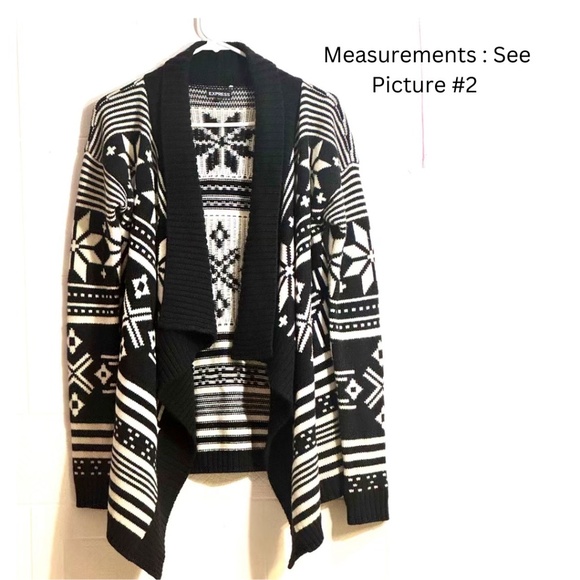 Express Merino Wool Sz: S/P Snowflake Cardigan Waterfall Open-Front Sweater - Picture 1 of 6